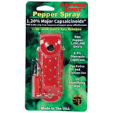 Pepper Shot 1.2% MC 1/2 oz rhinestone leatherette holster and quick release keychain red