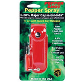 Pepper Shot 1.2% MC 1/2 oz pepper spray leatherette holster and quick release keychain Red