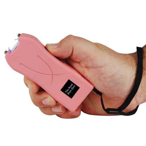 Runt Pink stun gun with flashlight and wrist strap disable pin