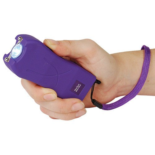 Runt Purple stun gun with flashlight and wrist strap disable pin